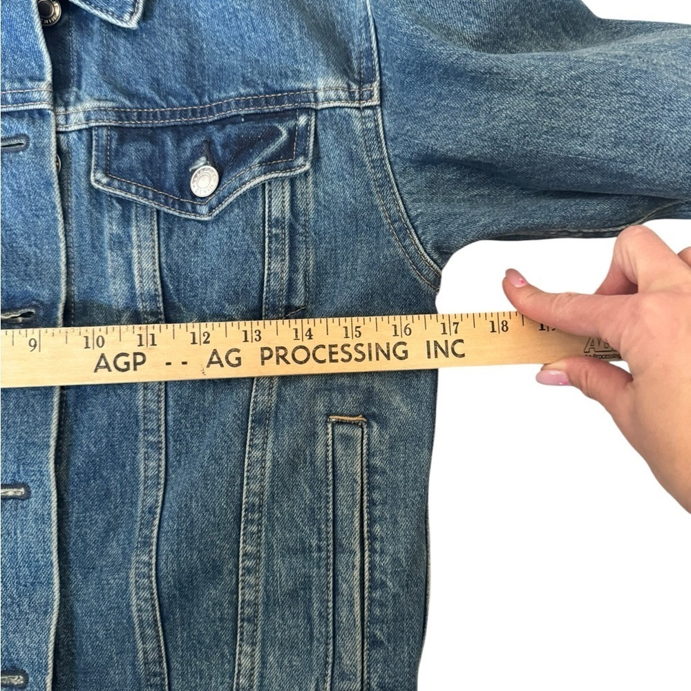 Everlane XXS Blue Denim Jacket Classic Trucker Western Jean Coat T16 - Picture 3 of 8